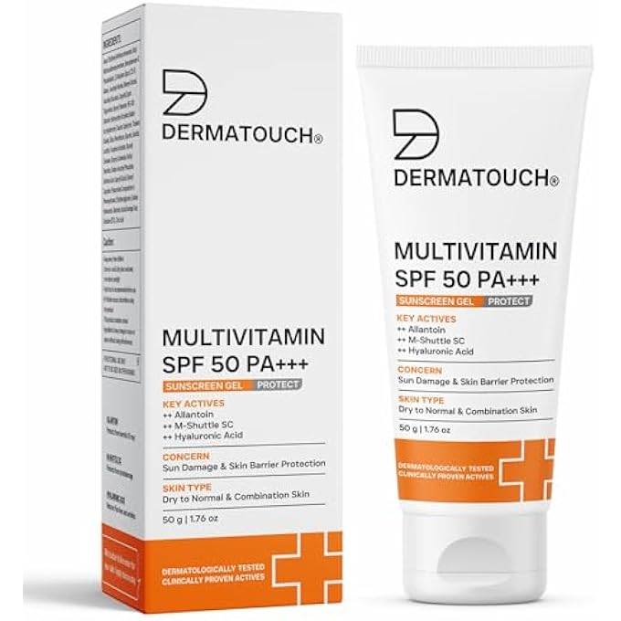 DERMATOUCH MULTIVITAMIN SPF 50 PA+++ SUNSCREEN GEL | UVA-UVB PROTECTION |ZERO WHITE CAST | UNISEX | 50 G (PACK OF 1) - Image 1
